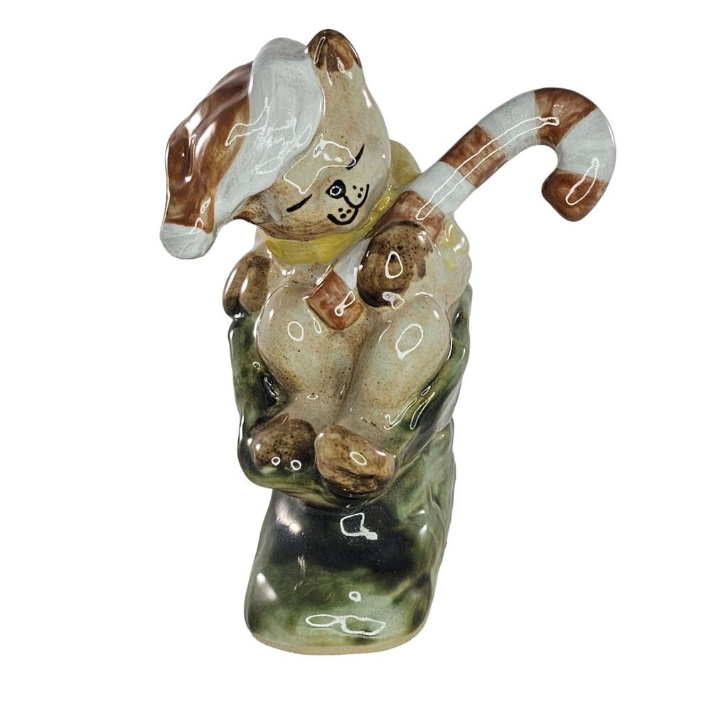 Vintage Louisville Stoneware Kitty Cat Boot Christmas Figurine Candy Cane 1994